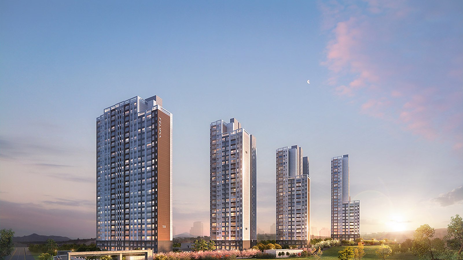 익산 펠리피아 익산 펠리피아 정면 조감도 — 지상 14~28층 4개동 572세대