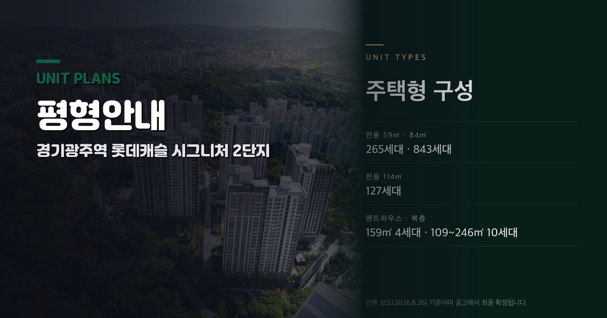 경기광주역 롯데캐슬 시그니처 2단지 평형안내