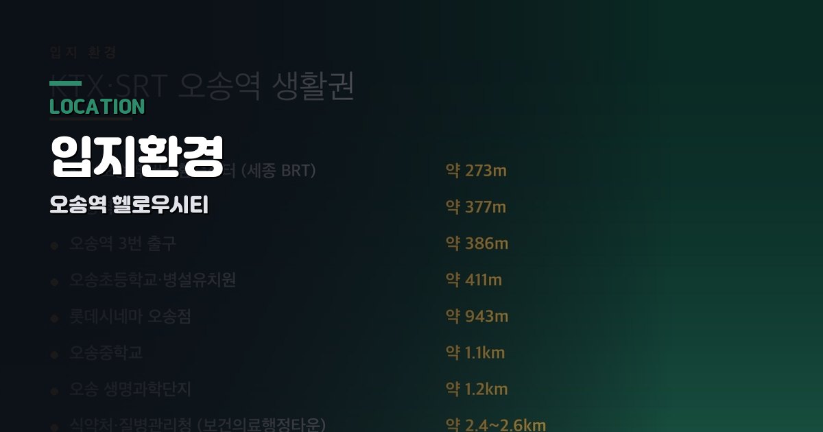 오송역 헬로우시티 입지환경