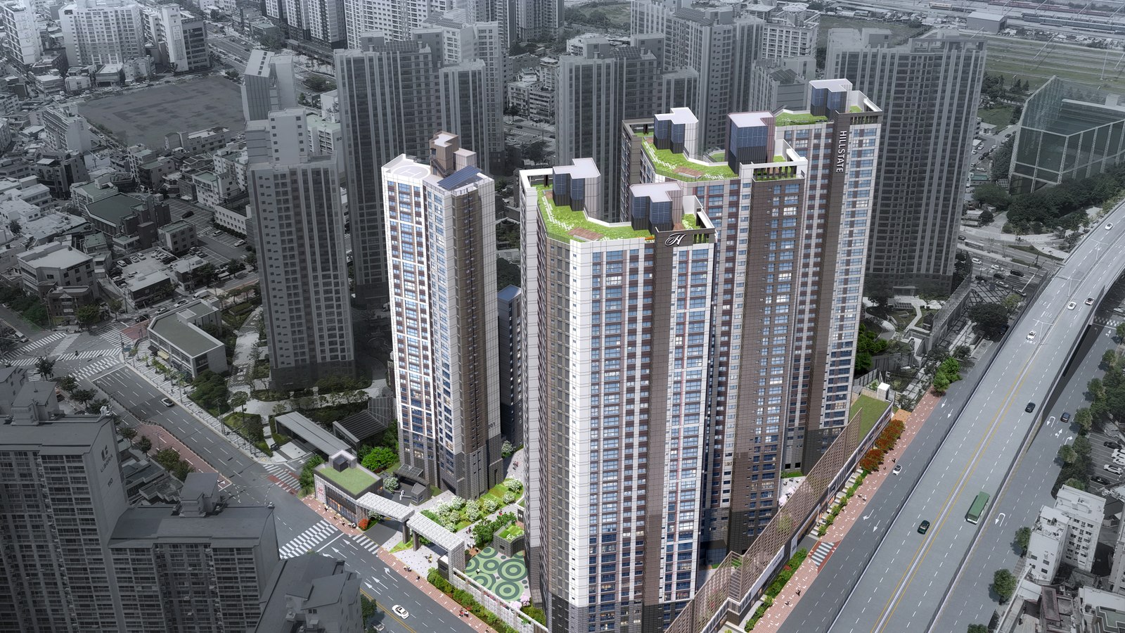 힐스테이트 가야 항공 조감도 — 동의대역 앞 487세대 전경