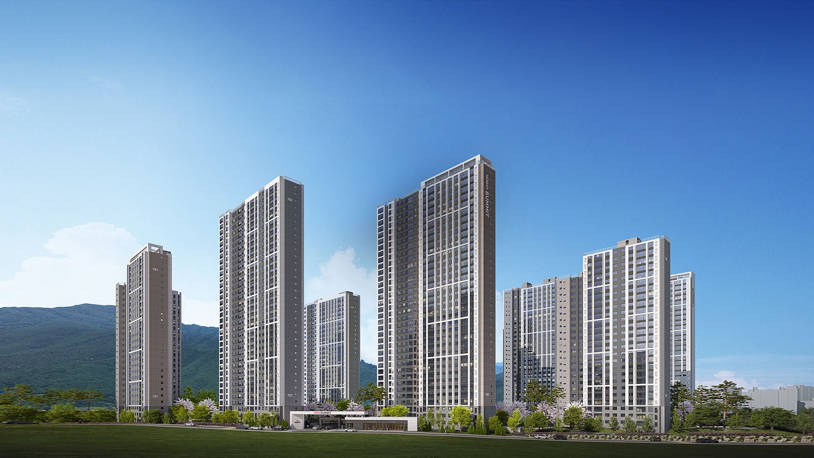 경산 상방공원 호반써밋 경산 상방공원 호반써밋 1단지 투시도 — 8개동 1,004세대