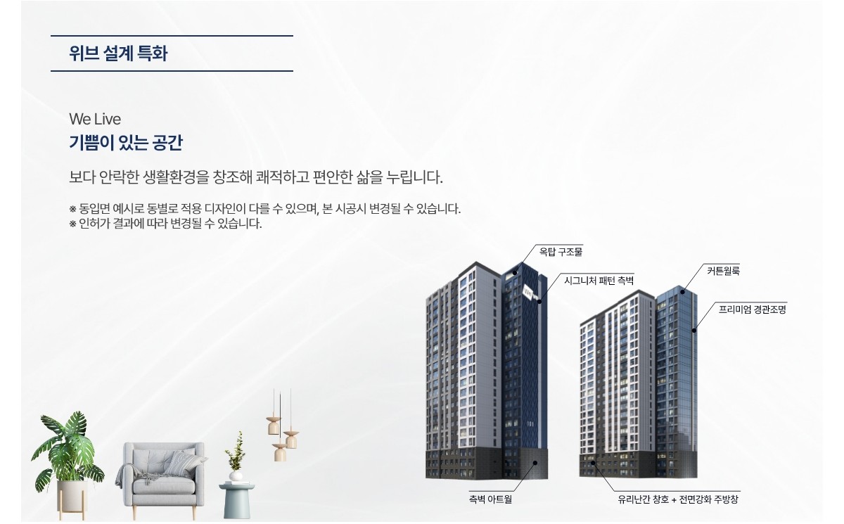 두산위브 트리니뷰 구명역 위브 설계 특화 · 외관 콜아웃