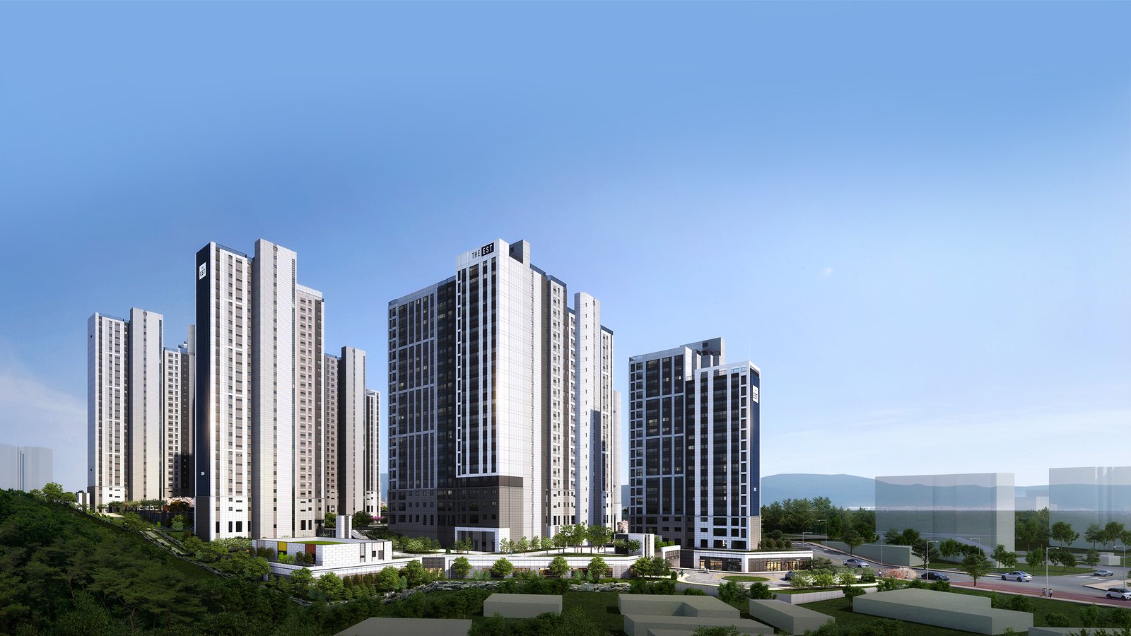 춘천 동문 디 이스트 어반포레 단지 투시도 — 6개동 569세대
