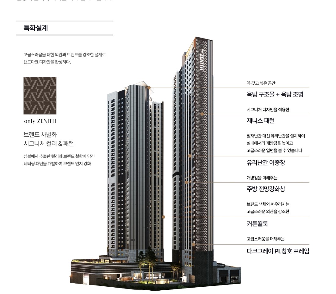 두산위브더제니스 대연 특화설계 안내 — 외관 콜아웃